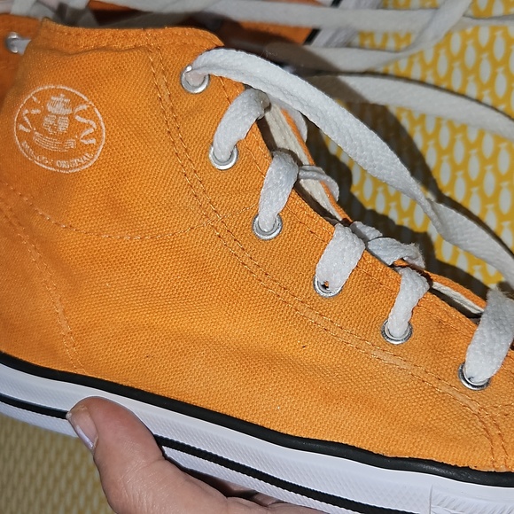 VGC Dunlop orange kids size 1 canvas Converse style high top vintage trainers - Picture 10 of 14